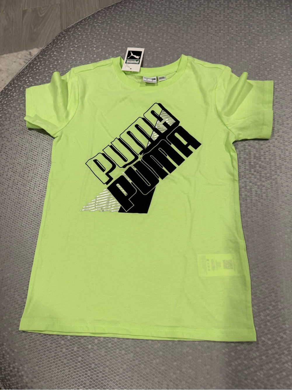 Puma Neon Lime Short Sleeve Tee with Black Logo